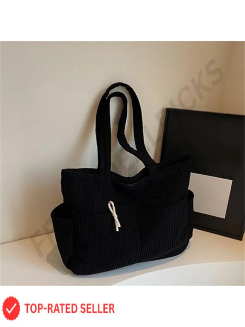 Corduroy Hobo Tote Bag with Pockets for Work & Travel